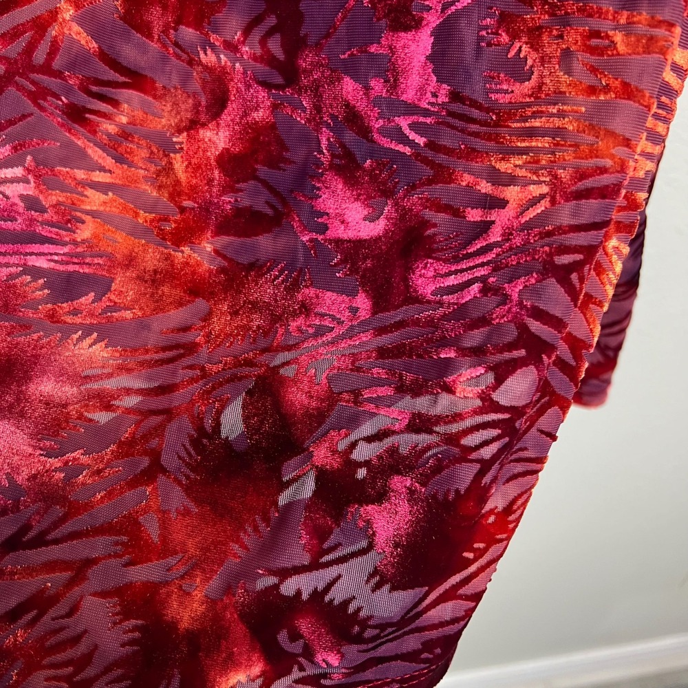 Y2K Babydoll Velvet Burnout Twist Front 3/4 Sleeve Top Womens Large Fairy Sheer - Picture 6 of 8